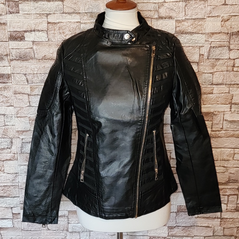 Bellivera  Faux Leather  Zipper  Jacket